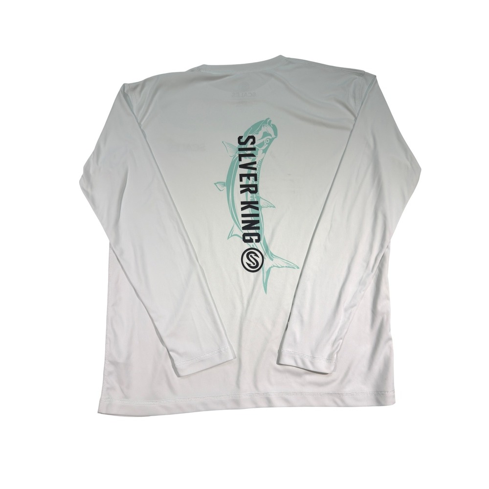 Scales Gear Men's Silver King Performance Fishing Shirt Large White SPF 50 - Picture 2 of 10